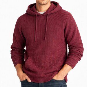 American Eagle Men’s Textured Knit Hoodie M Pullover Sweater Burgundy Layer